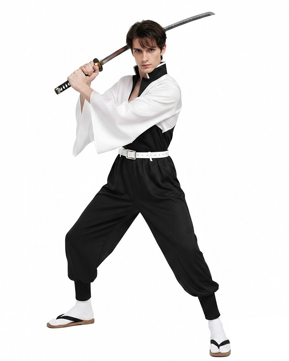 Adult Black and White Warrior Costume Set