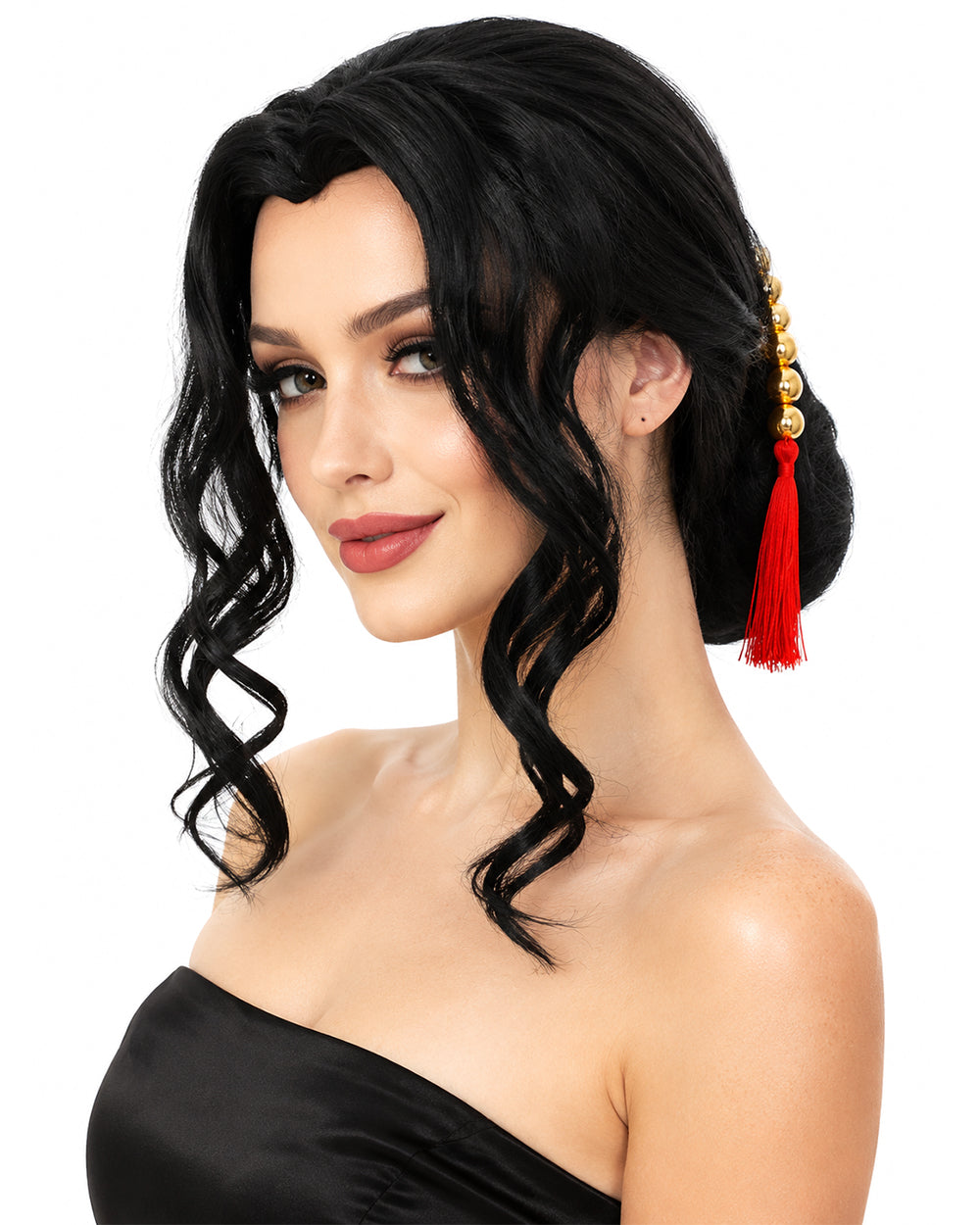 Fantasia Feminina Estilo Quimono em Camadas Preta