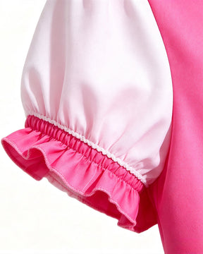 Vestido de Princesa Rosa de Manga Curta