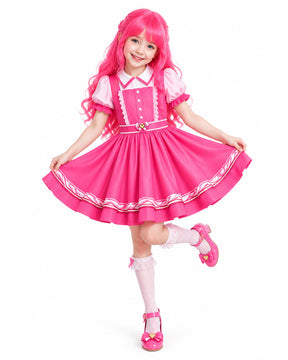 Vestido de Princesa Rosa de Manga Curta