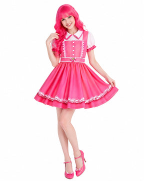 Vestido de Princesa Rosa de Manga Curta