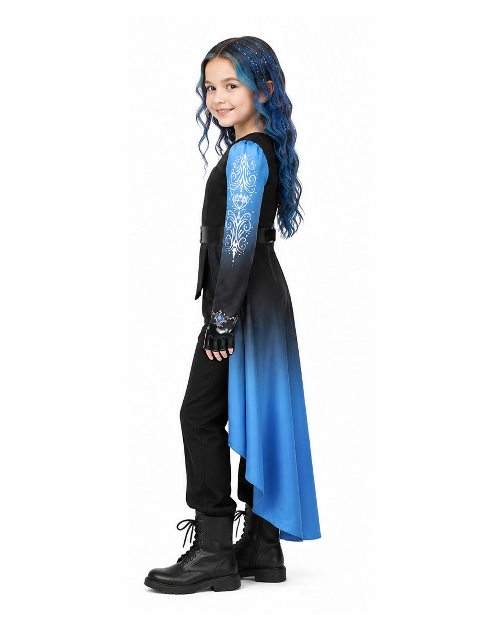 Conjunto de Fantasia de Princesa Degradê Azul