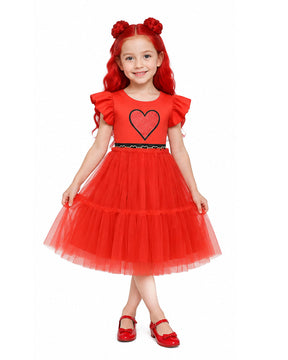 Vestido de Fantasia de Princesa de Copas Vermelhas Infantil