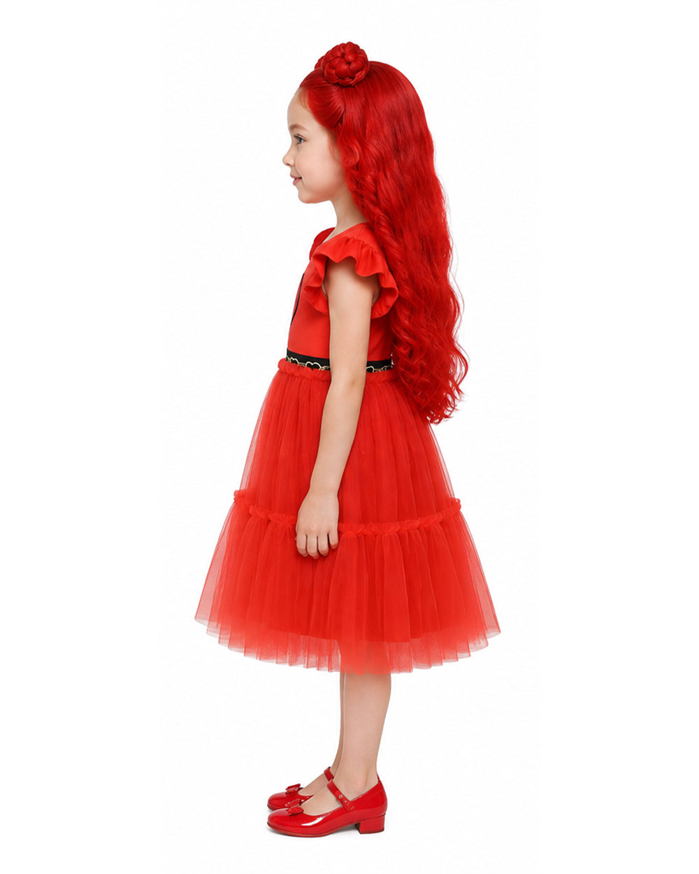 Vestido de Fantasia de Princesa de Copas Vermelhas Infantil