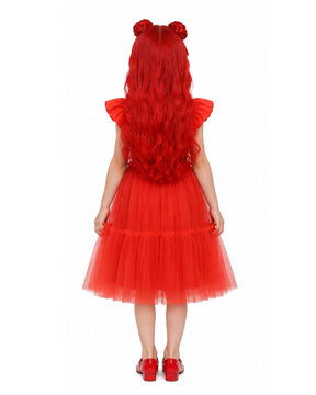 Vestido de Fantasia de Princesa de Copas Vermelhas Infantil