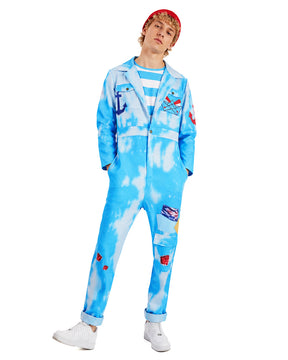 Conjunto de Fantasia de Marinheiro Azul para Adultos e Crianças