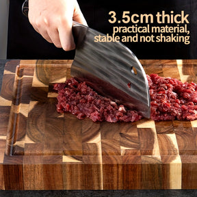 Tábua de Corte de Madeira Acácia | Bloco de Carne Durável de Fibra Final para Cozinha