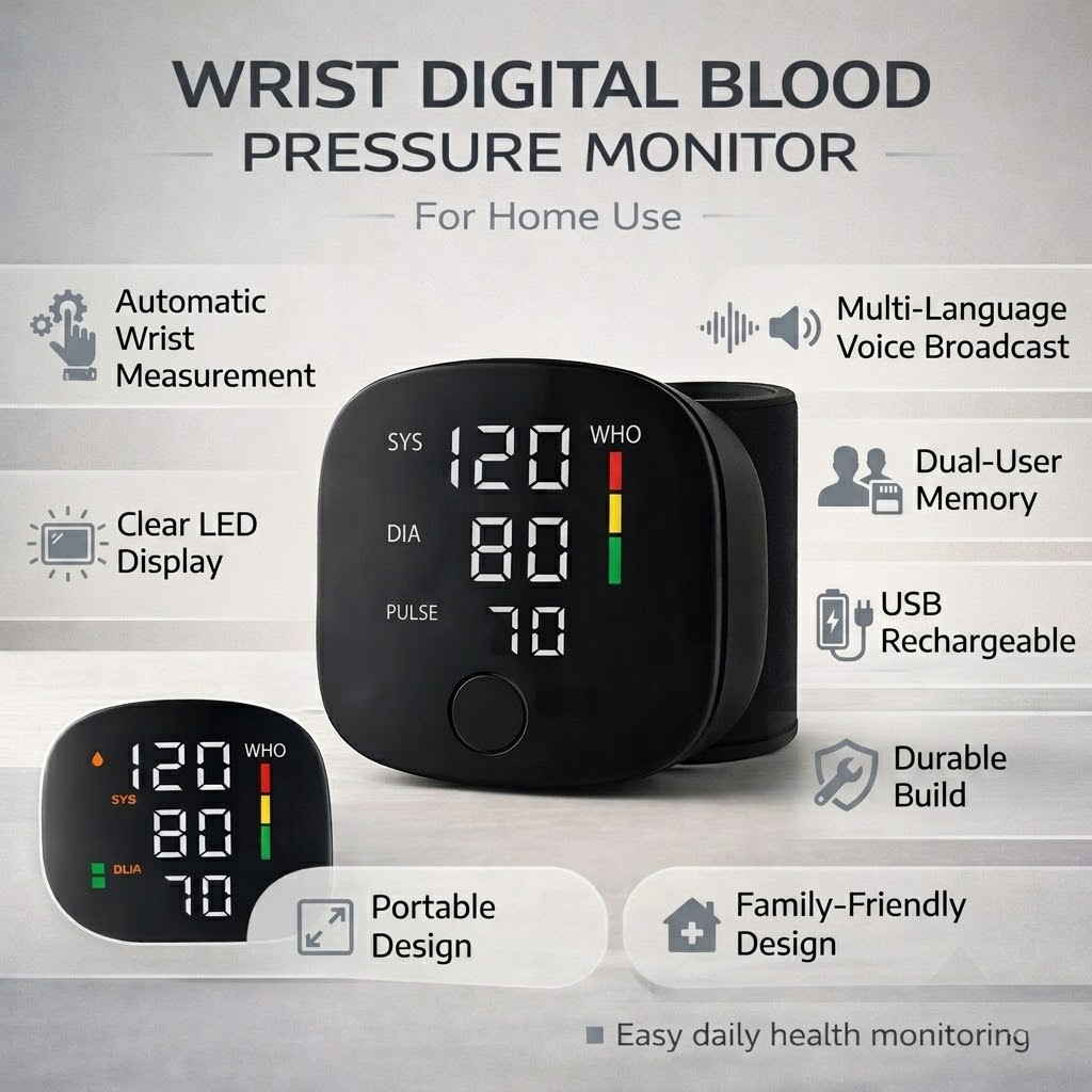 Monitor de Pressão Arterial Digital de Pulso Automático