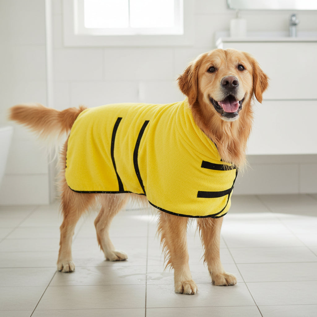 Roupão de Secagem para Cães com Ajuste Regulável Toalha de Banho para Pets