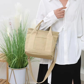 Bolsa Tote de Lona Inspirada no Estilo Japonês – Bolsos Internos, Leve e Reutilizável