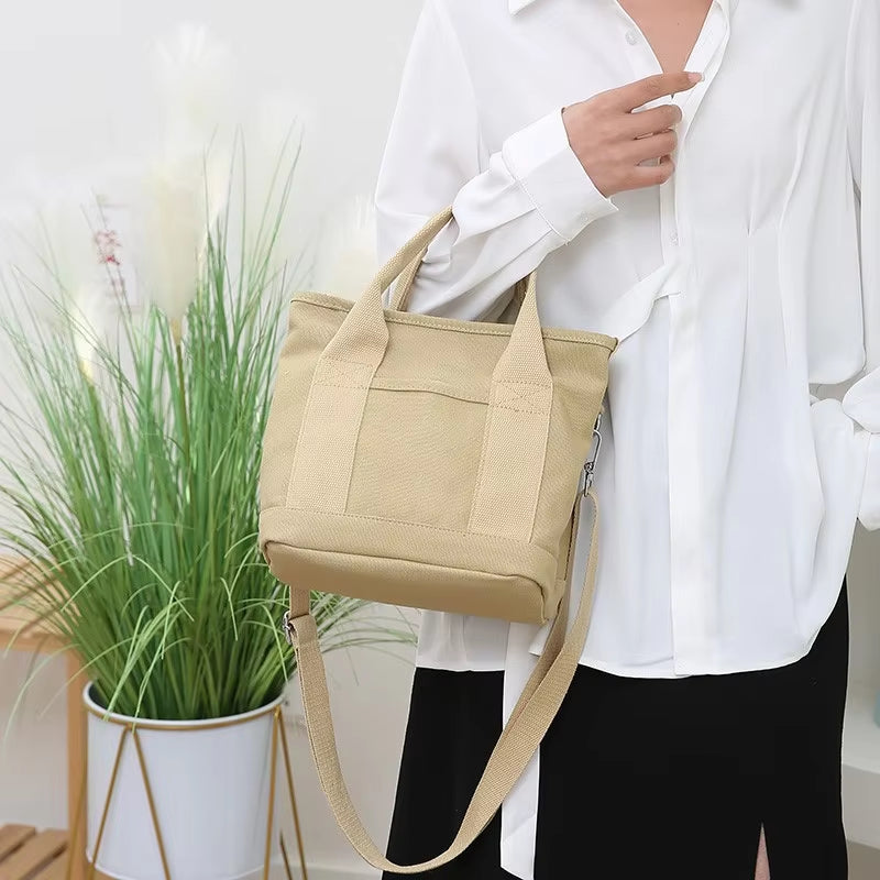 Bolsa Tote de Lona Inspirada no Estilo Japonês – Bolsos Internos, Leve e Reutilizável