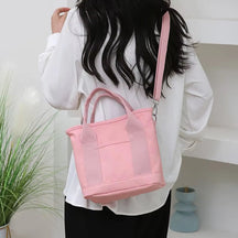 Bolsa Tote de Lona Inspirada no Estilo Japonês – Bolsos Internos, Leve e Reutilizável