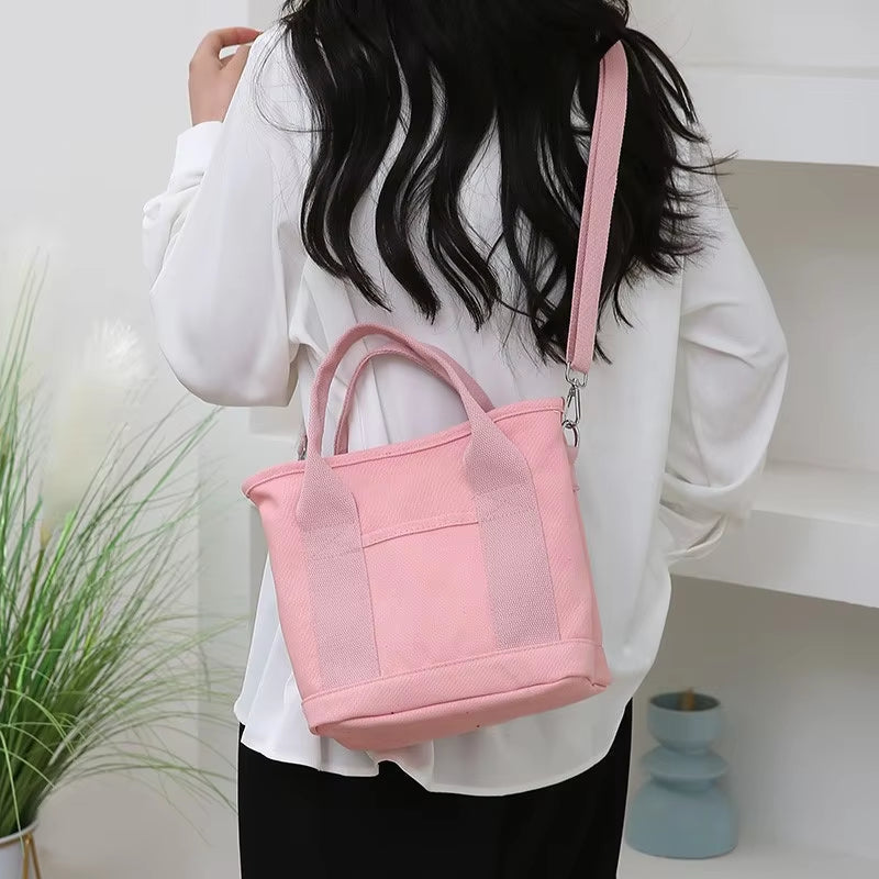Bolsa Tote de Lona Inspirada no Estilo Japonês – Bolsos Internos, Leve e Reutilizável