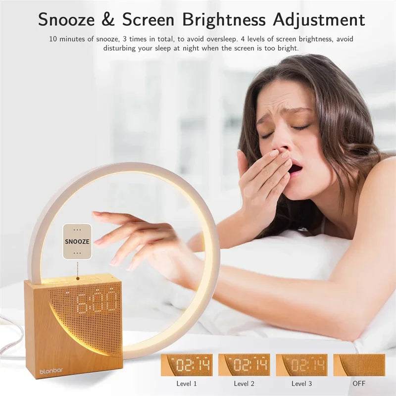 Luminária de Mesa Touch com Sons da Natureza e Despertador