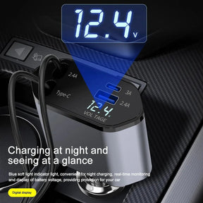 Carregador Veicular Retrátil de 120W