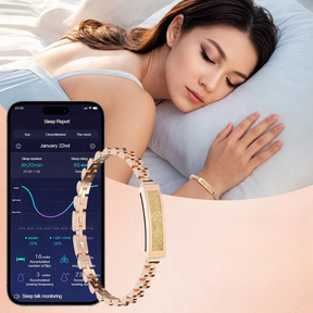 Pulseira Fitness Inteligente – Design de Joia em Aço Inoxidável e Rastreador Bluetooth