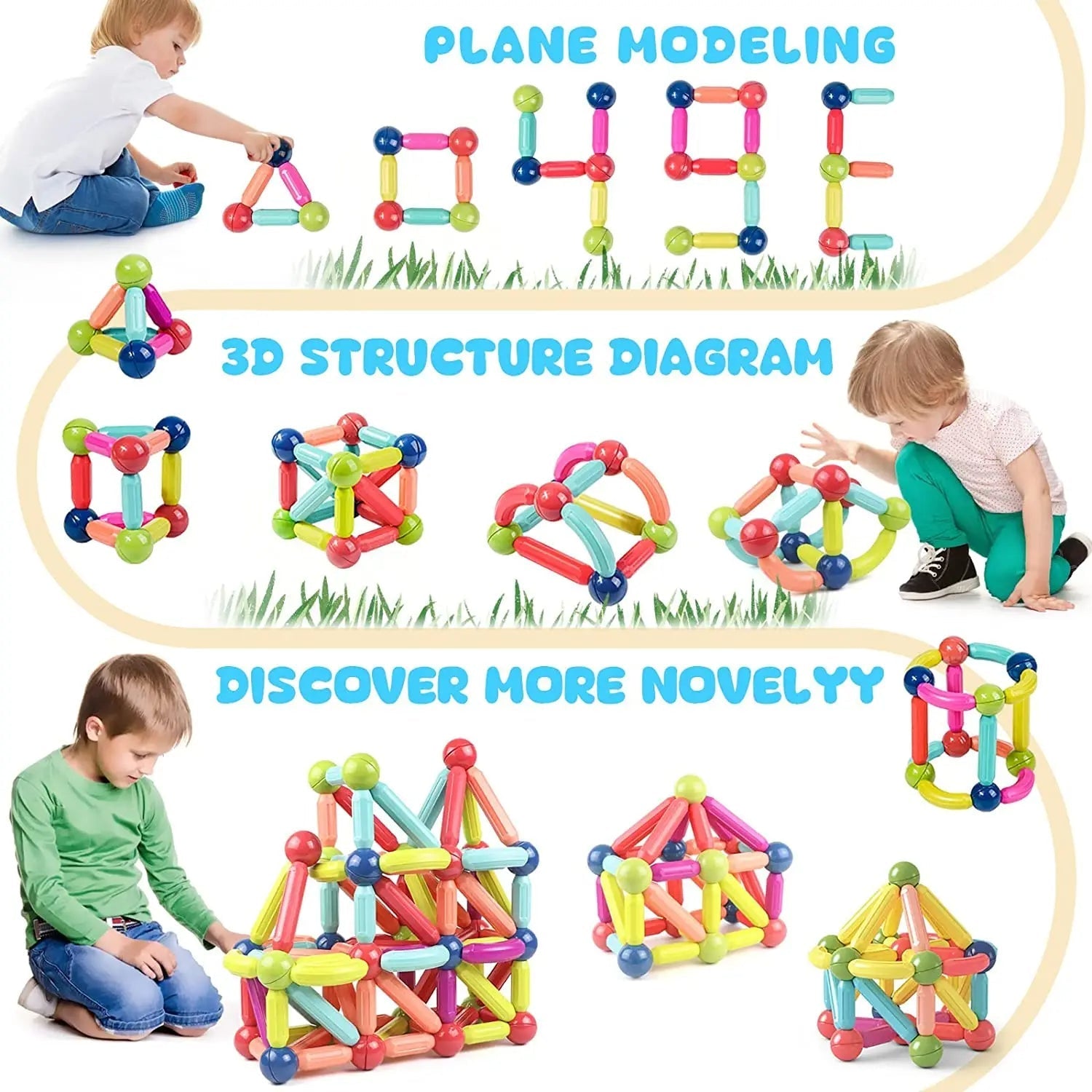 Blocos de Montar Magnéticos | Brinquedos Educativos Montessori