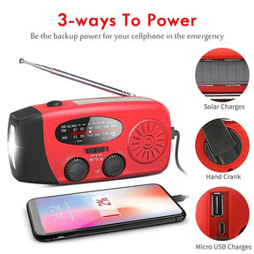 Multifunctional Hand Crank Emergency Radio with Power Bank & Flashlight