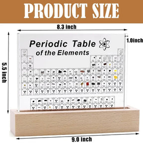 Acrylic Periodic Table with Wooden Light Base
