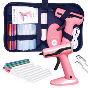 Kit de Pistola de Cola Quente Sem Fio (Rosa)