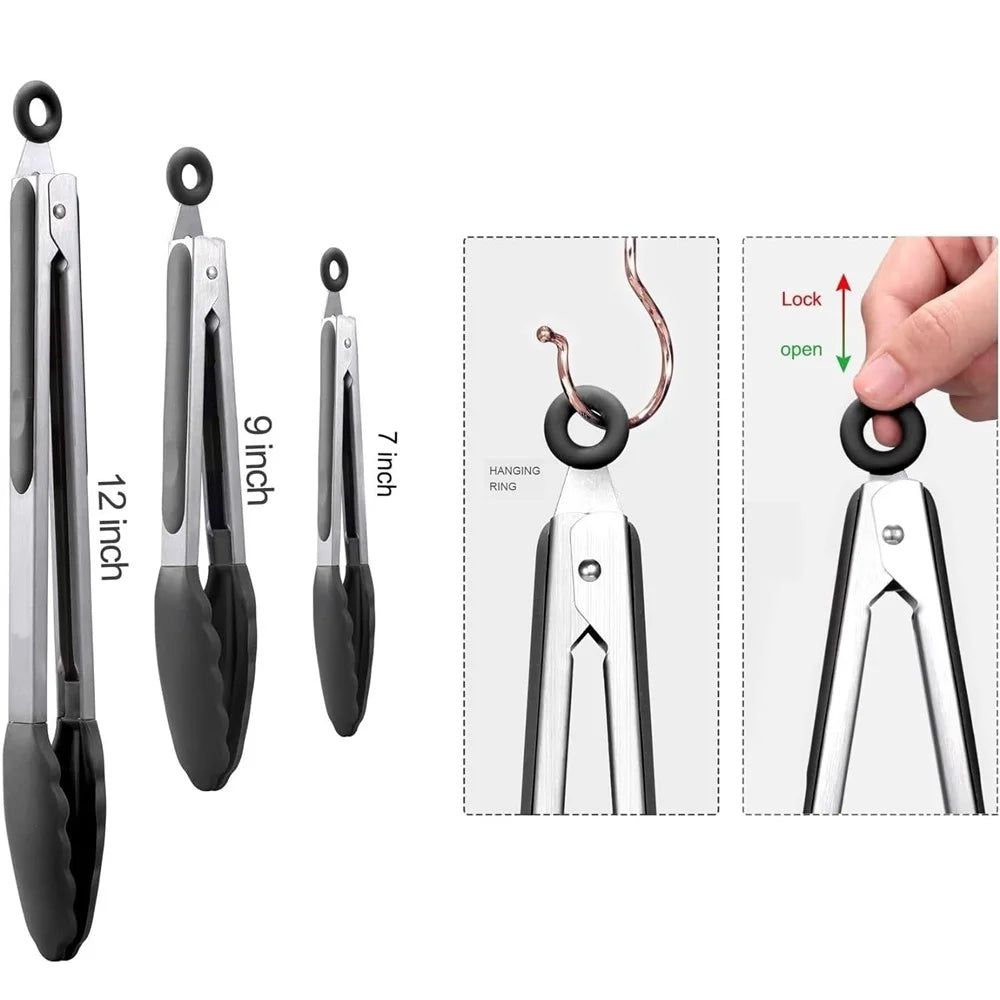 Pinças de Silicone para Cozinha (Conjunto de 3 peças)
