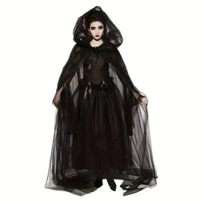 Women’s Layered Tulle Hooded Witch Cape