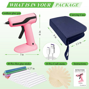Kit de Pistola de Cola Quente Sem Fio (Rosa)