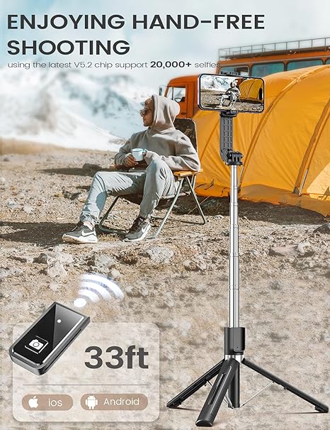 Bastão de Selfie Bluetooth 6 em 1 Sem Fio com Luz de Preenchimento