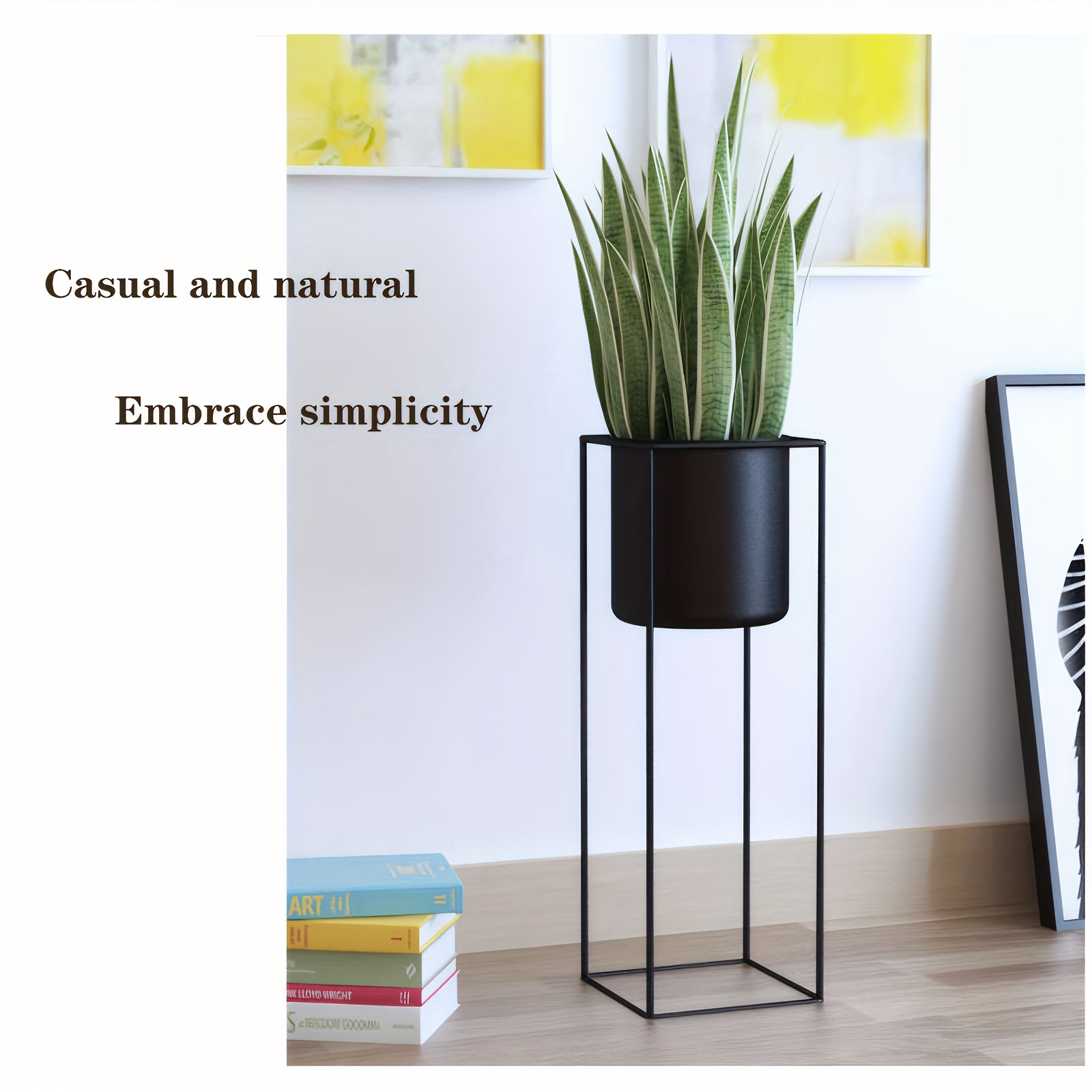 Suporte de Metal para Plantas em Ambientes Internos | Vaso Retangular Moderno Preto