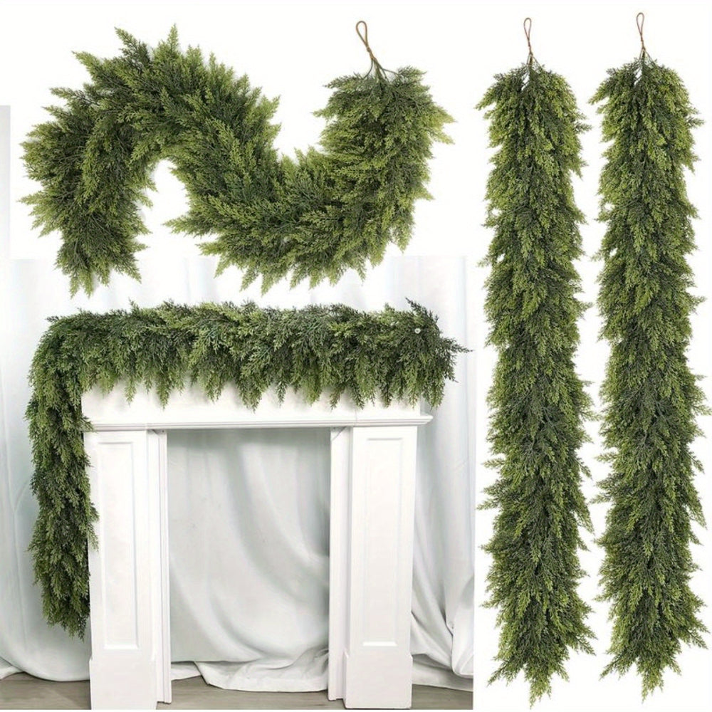 Guirlanda de Natal Artificial Folhagem Decoração Art Déco para Lareira e Escada