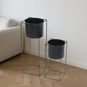 Suporte de Metal para Plantas em Ambientes Internos | Vaso Retangular Moderno Preto