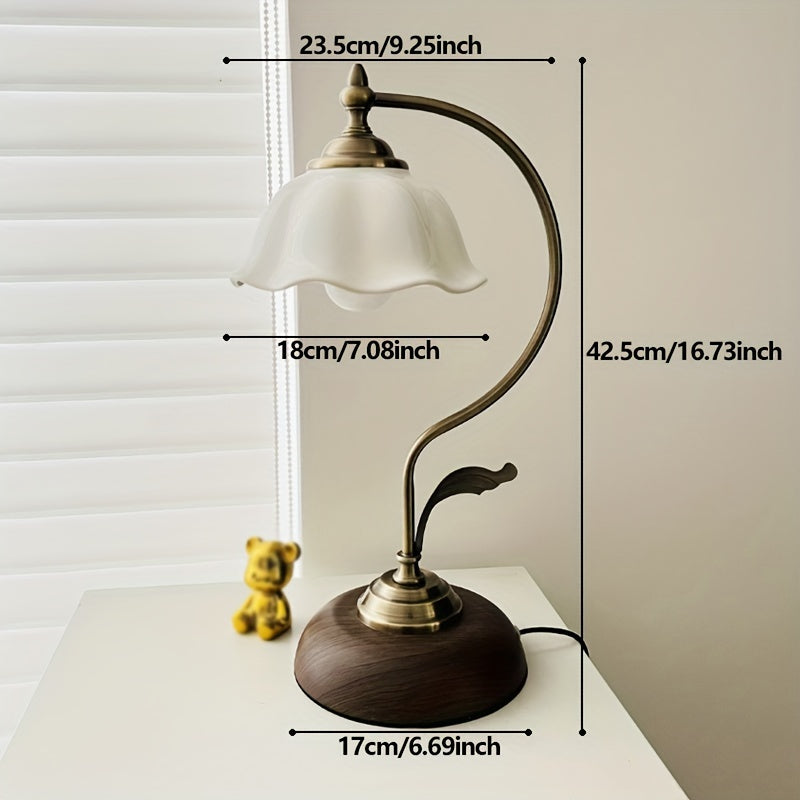 Luminária de Mesa Vintage "Goose Neck" | Abajur de Cabeceira de Latão Antigo com USB