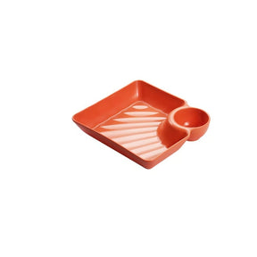 Dipping Plate with Sauce Compartment – Stackable & No-Drip Design