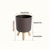 Cachepô Redondo Moderno com Pés de Madeira | Vaso Decorativo para Plantas Internas e Externas