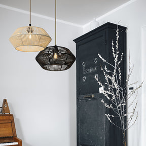 Cúpula de Luminária Pendente de Corda de Papel Feita à Mão | Design Natural Moderno
