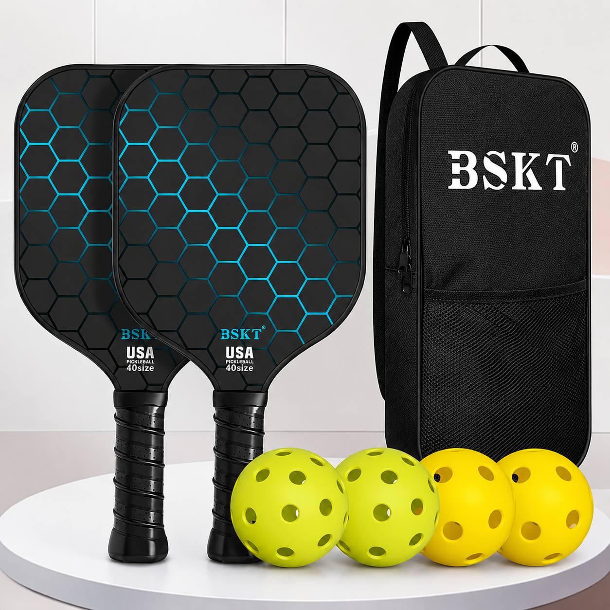 Conjunto de Raquetes de Pickleball de Fibra de Vidro Leves com Bolas