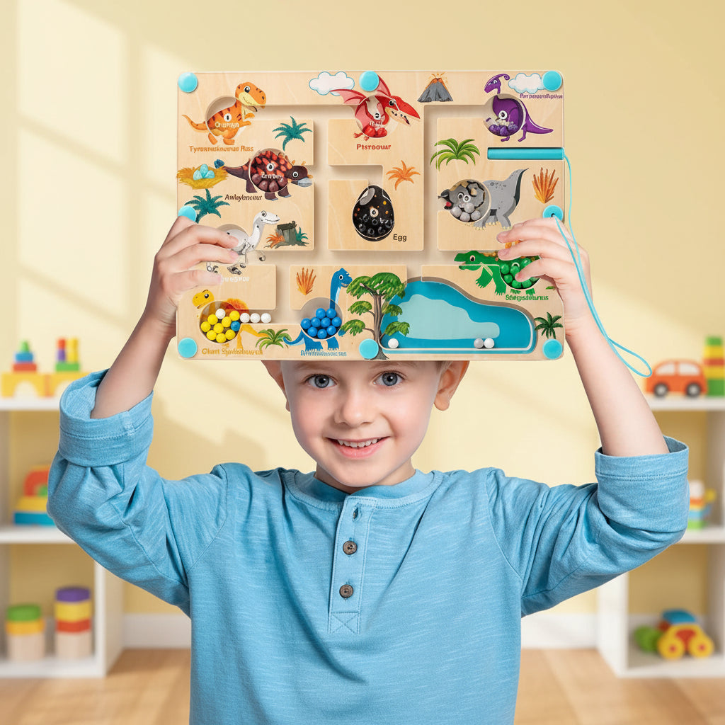 Brinquedo Educativo para Crianças Pequenas Labirinto de Dinossauro para Habilidades Motoras Finas