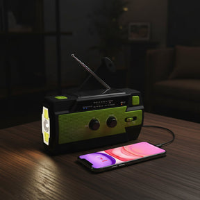 Rádio de Emergência Portátil com Manivela para Sobrevivência