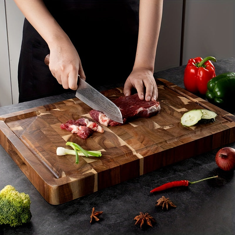 Tábua de Corte de Madeira Acácia | Bloco de Carne Durável de Fibra Final para Cozinha