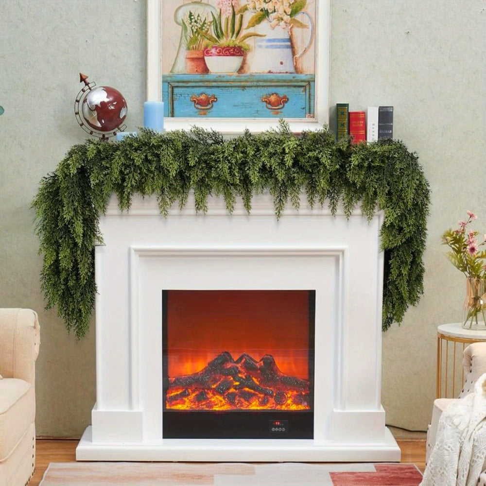 Guirlanda de Natal Artificial Folhagem Decoração Art Déco para Lareira e Escada