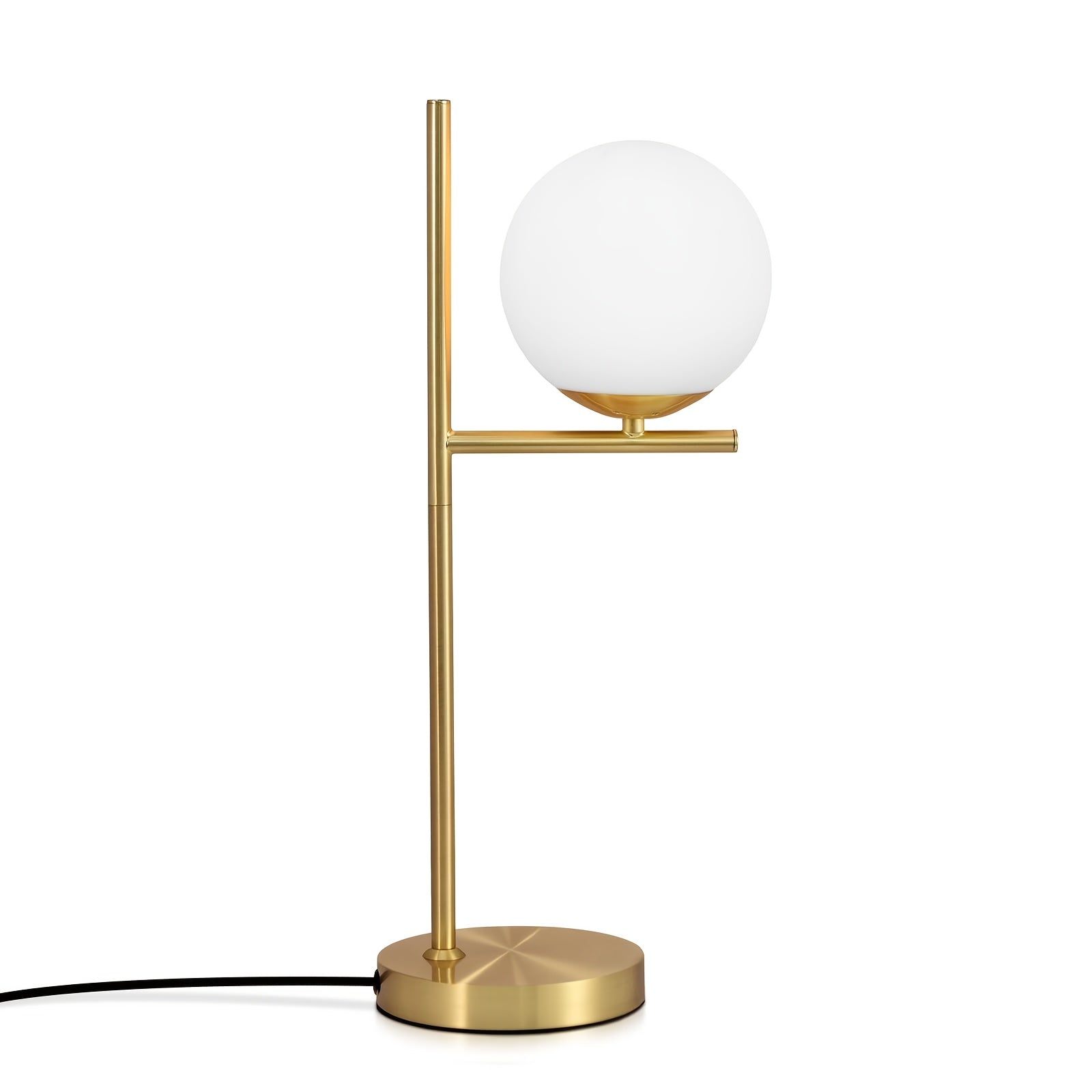 Luminária de Mesa Dourada Moderna | Design com Globo de Vidro Branco