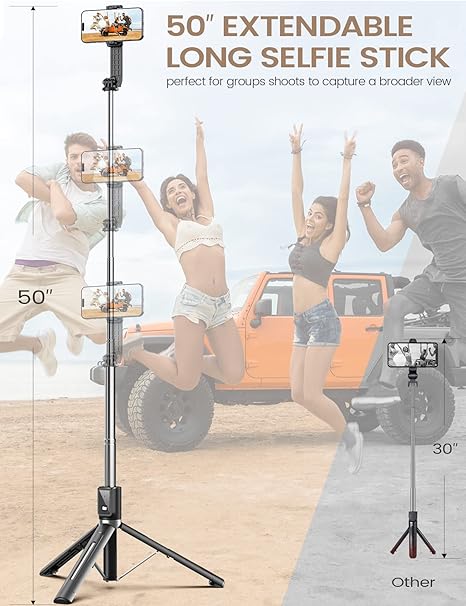 Bastão de Selfie Bluetooth 6 em 1 Sem Fio com Luz de Preenchimento
