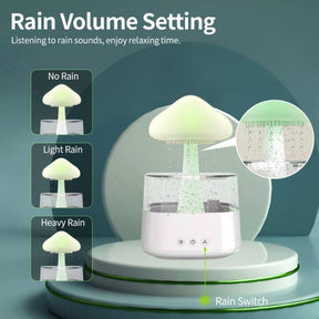 Luminária de Mesa 2 em 1: Umidificador de Nuvem de Chuva, Difusor de Óleo Essencial Zen e Abajur de Cogumelo com Efeito de Chuva