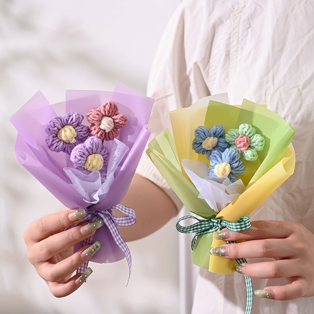 Buquê de Flores para Presente de Dia das Mães Mini Buquê de Tecido Artesanal