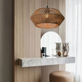 Cúpula de Luminária Pendente de Corda de Papel Feita à Mão | Design Natural Moderno