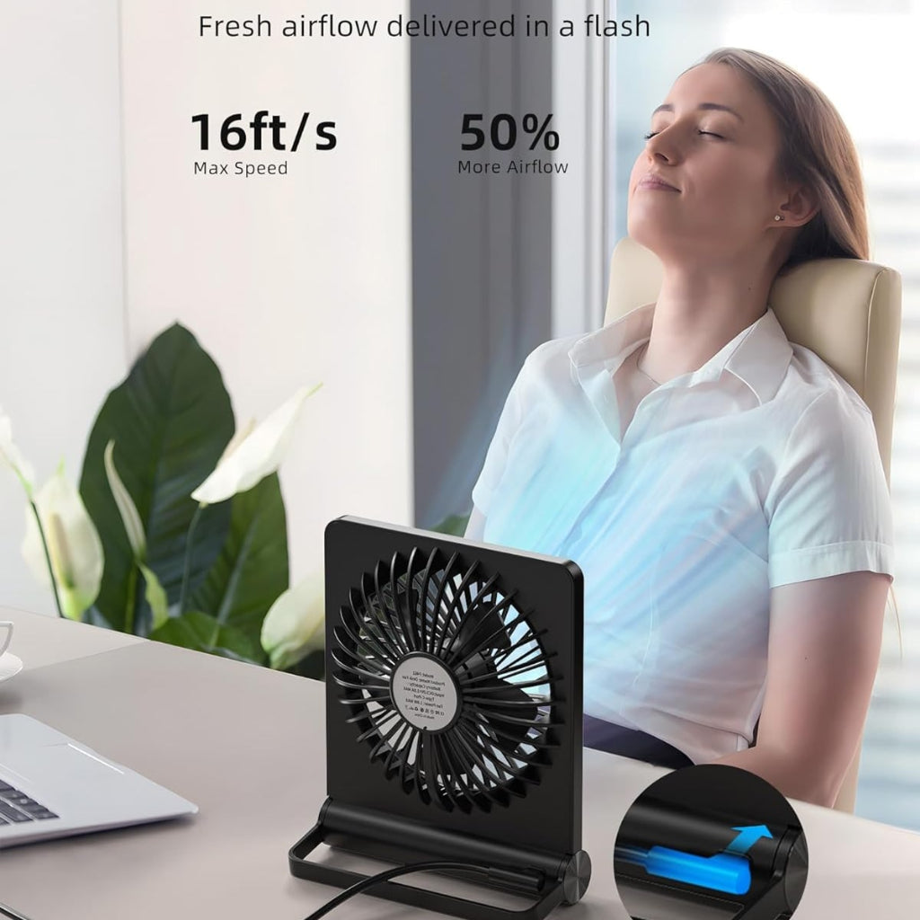 Ventilador de Mesa Portátil USB Compacto Dobrável com Clipe