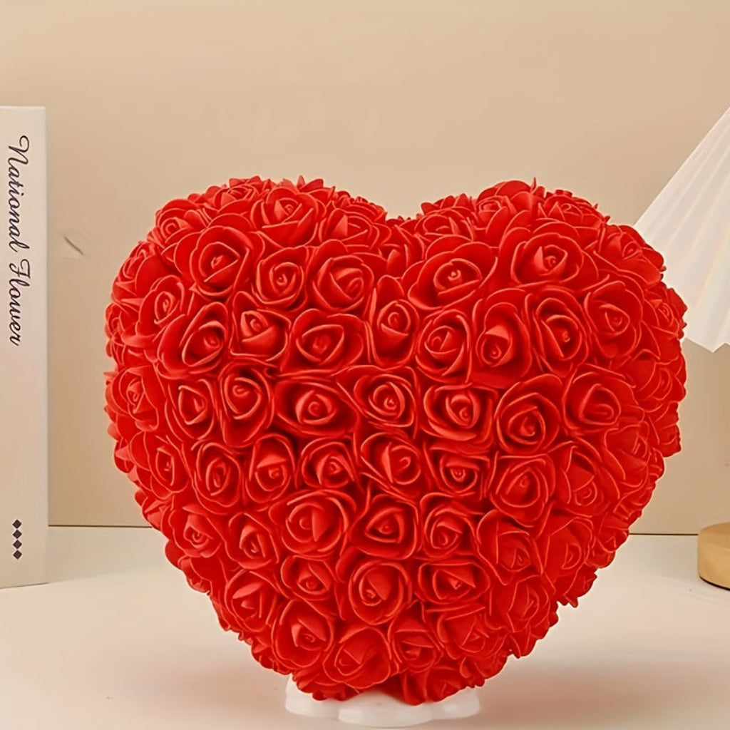 Presente de Dia das Mães Coração de Rosa Decoração de Mesa de Flor Artificial