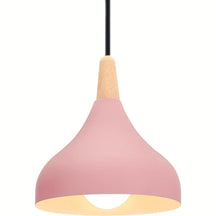 Modern Teardrop Pendant Light | Metal & Wood Hanging Lamp