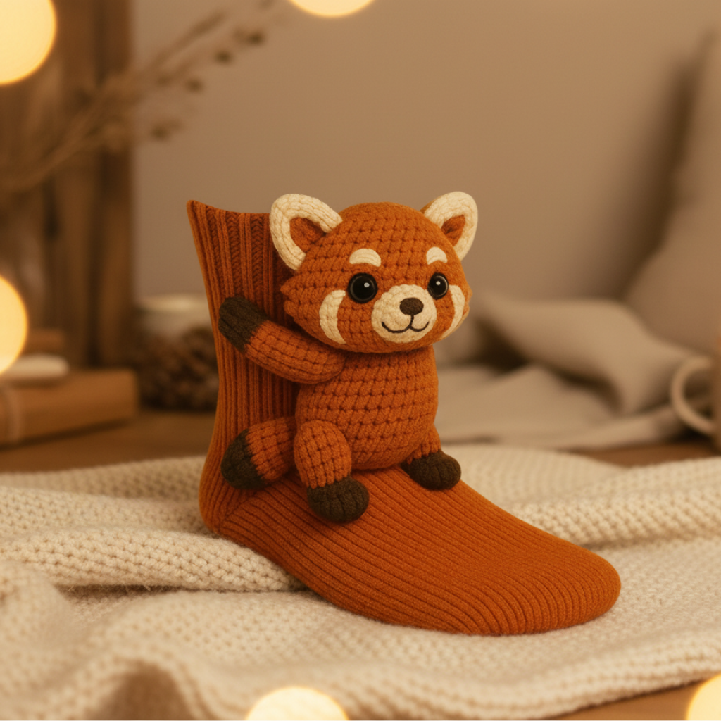 Meias Divertidas com Design de Bichinhos Fofos em Tricô