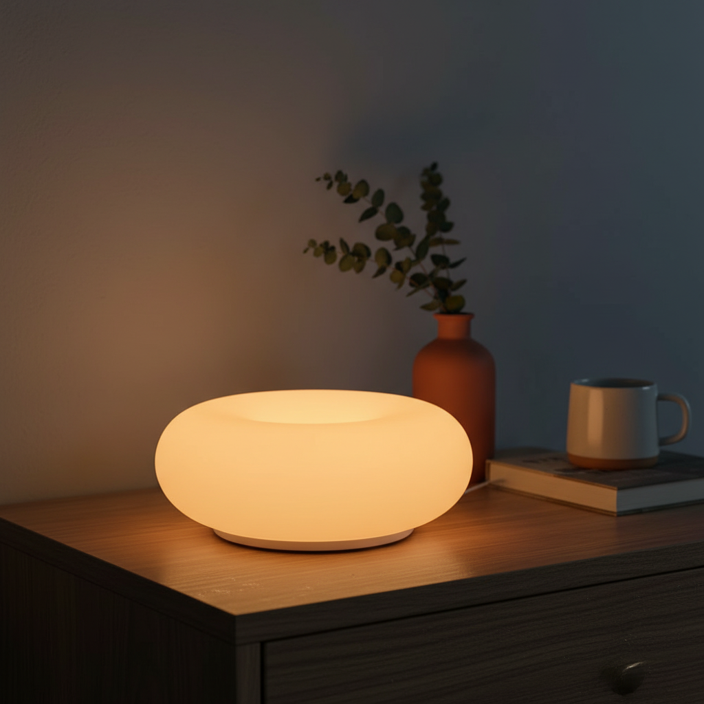 Modern donut LED table lamp with touch dimming